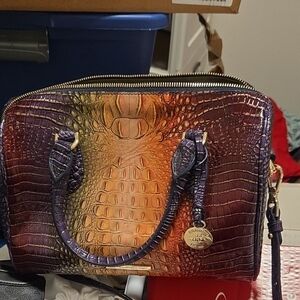 Brahmin Purple and Orange Embossed Satchel